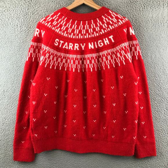 NWT H&M Loose-Fit Starry Night Jacquard-Knit Sweater Red M - Picture 2 of 8